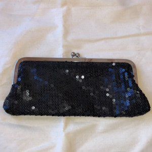 Ann Taylor Loft Black Sequin Clutch